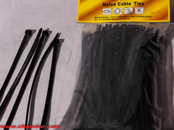 100pc BLACK CABLE TIE