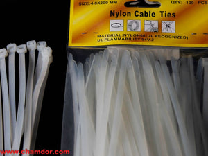 100pc WHITE CABLE TIE