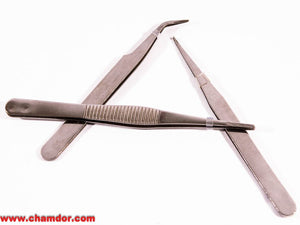 3pc STAINLESS STEEL ELECTRON TWEEZERS