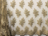 137cm EMBROIDED CORDED BEADED TULLE