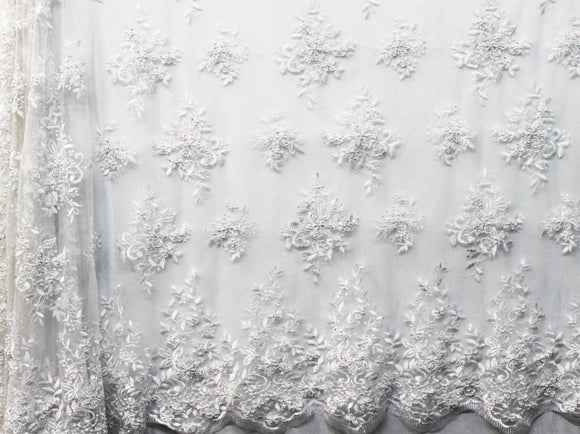 120cm PEARL EMBROIDERED MESH WITH SEQUINS