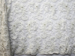 130cm BRIDAL LACE WITH EMBROIDERED+BEADS